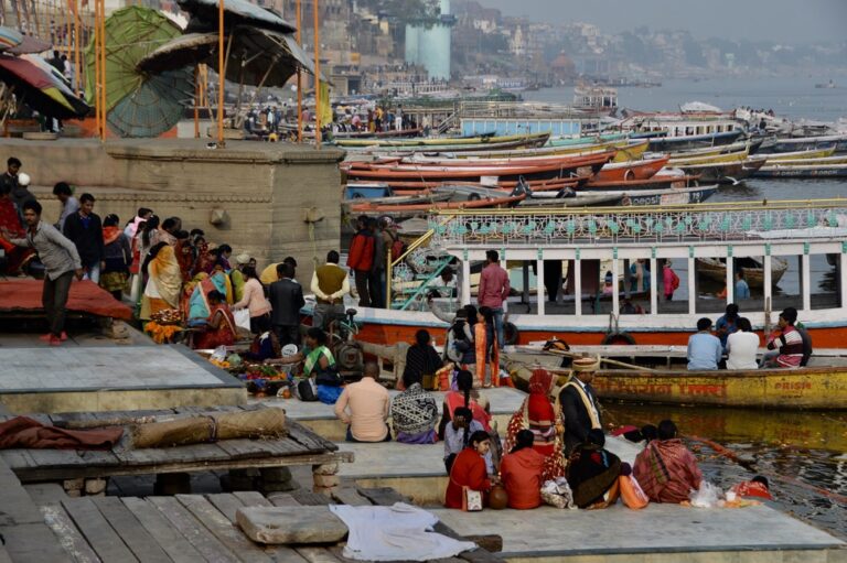 The ghats at Varanasi, a true sensory overloadi n India, which you can enjoy even more when you are not sick and can avoid dashing to every public toilet.